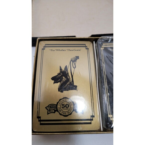 Vintage Leader Dogs for the Blind 50 Years Playing Cards 2 Decks W Box 1 Pk Open - Picture 4 of 7